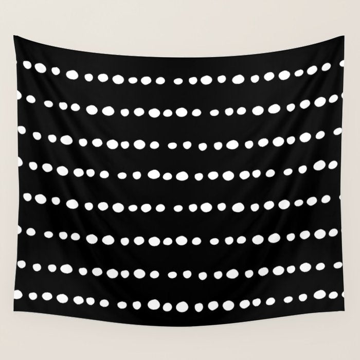 Spotted, Abstract, Black and White, Boho Print Wall Tapestry Gallery Image 4