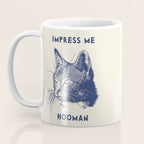 Impress Me Hooman - Vintage Cat Illustration, Funny Quote Coffee Mug Gallery Image 3