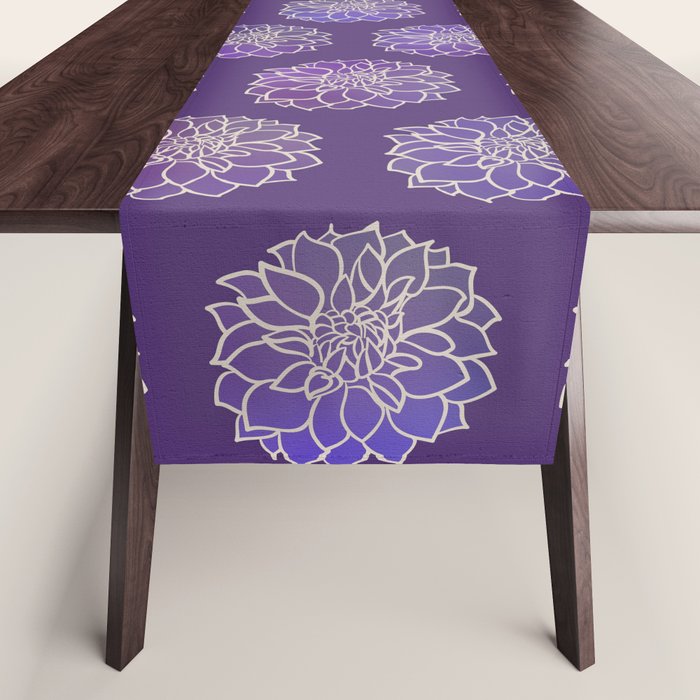 Dahlia Flower Pattern 3 Table Runner Gallery Image 1