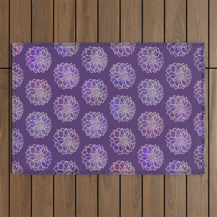 Dahlia Flower Pattern 3 Outdoor Rug Gallery Image 1