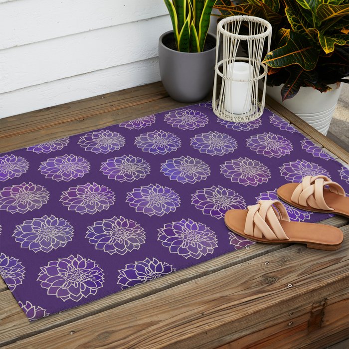 Dahlia Flower Pattern 3 Outdoor Rug Gallery Image 2