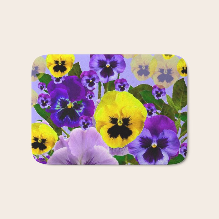 SPRING PURPLE & YELLOW PANSY FLOWERS Bath Mat Gallery Image 1