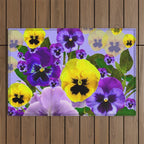 SPRING PURPLE & YELLOW PANSY FLOWERS Outdoor Rug Gallery Image 1