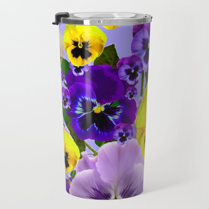 SPRING PURPLE & YELLOW PANSY FLOWERS Travel Mug Gallery Image 3