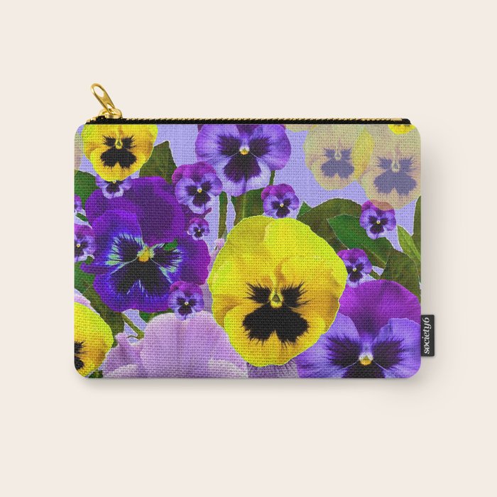 SPRING PURPLE & YELLOW PANSY FLOWERS Carry All Pouch Gallery Image 1