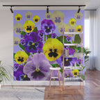 SPRING PURPLE & YELLOW PANSY FLOWERS Wall Mural Gallery Image 1