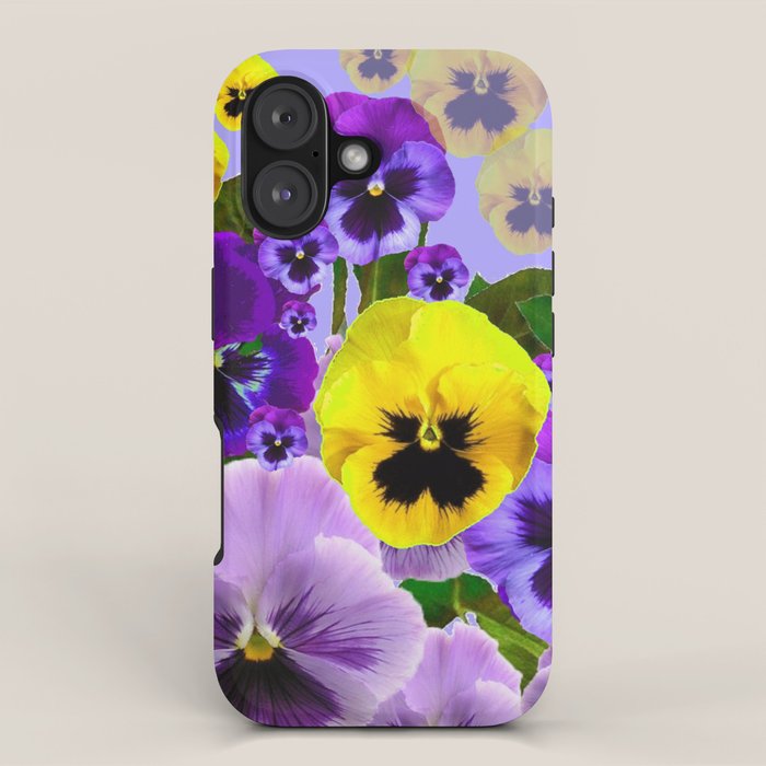 SPRING PURPLE & YELLOW PANSY FLOWERS iPhone Case Gallery Image 1