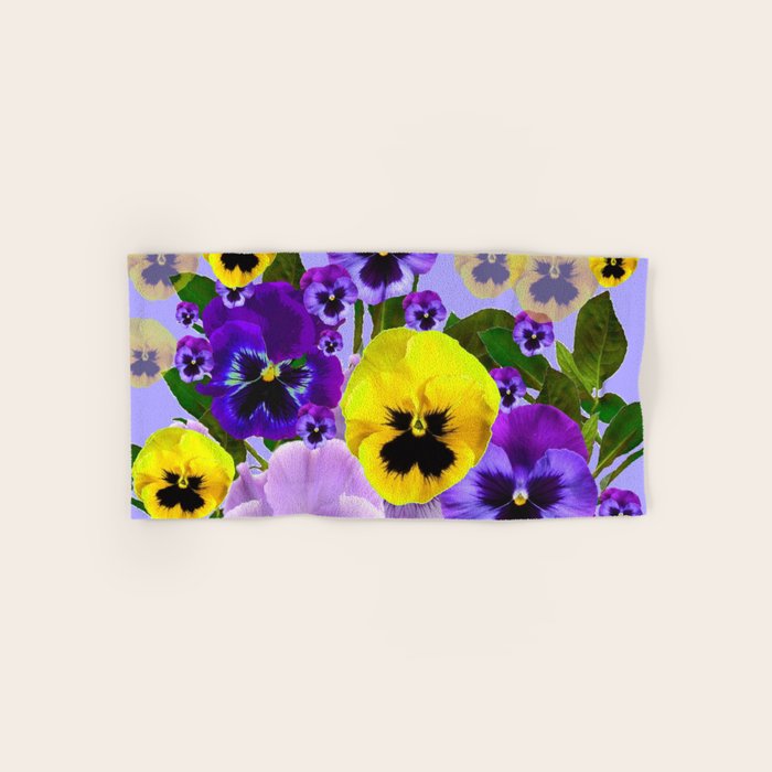 SPRING PURPLE & YELLOW PANSY FLOWERS Bath Towel Gallery Image 1