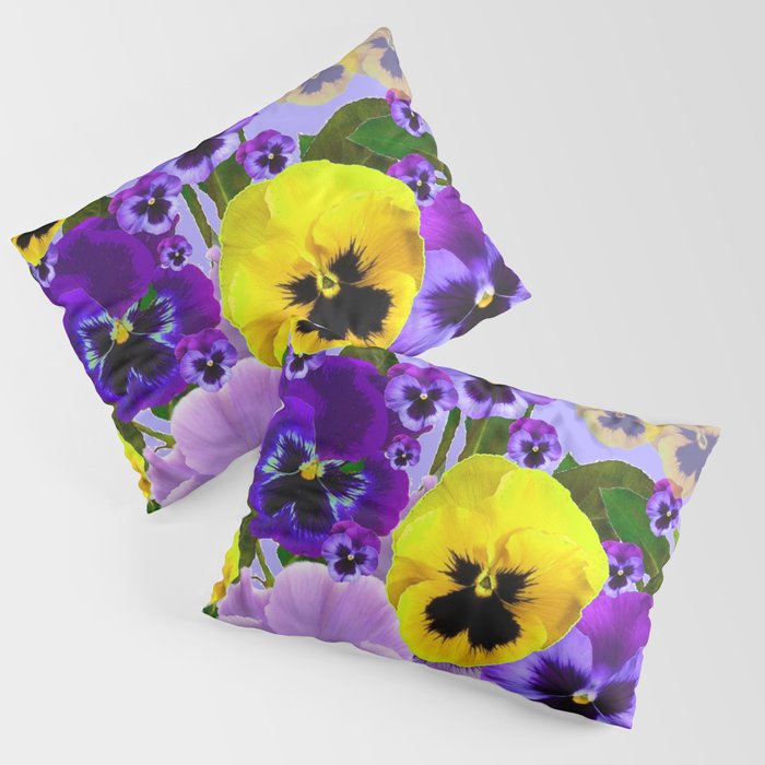 SPRING PURPLE & YELLOW PANSY FLOWERS Pillow Sham Gallery Image 1