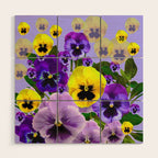 SPRING PURPLE & YELLOW PANSY FLOWERS Wood Wall Art Gallery Image 1