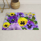 SPRING PURPLE & YELLOW PANSY FLOWERS Rug Gallery Image 1