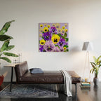 SPRING PURPLE & YELLOW PANSY FLOWERS Wood Wall Art Gallery Image 2