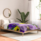 SPRING PURPLE & YELLOW PANSY FLOWERS Comforter Gallery Image 2