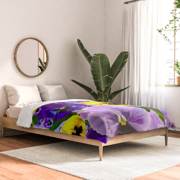 SPRING PURPLE & YELLOW PANSY FLOWERS Comforter Gallery Image 2
