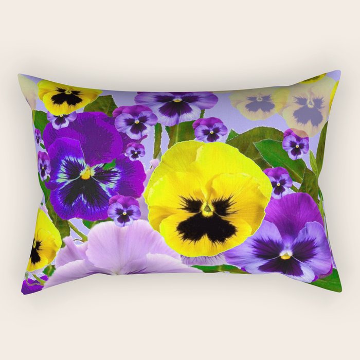 SPRING PURPLE & YELLOW PANSY FLOWERS Rectangular Pillow Gallery Image 2