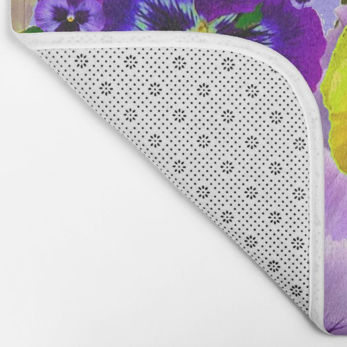 SPRING PURPLE & YELLOW PANSY FLOWERS Bath Mat Gallery Image 2