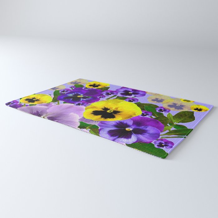 SPRING PURPLE & YELLOW PANSY FLOWERS Rug Gallery Image 3