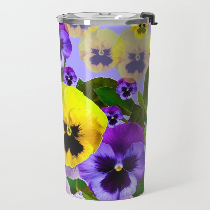 SPRING PURPLE & YELLOW PANSY FLOWERS Travel Mug Gallery Image 2