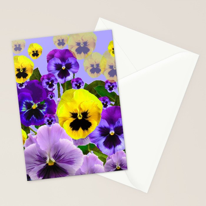SPRING PURPLE & YELLOW PANSY FLOWERS Stationery Card Gallery Image 2