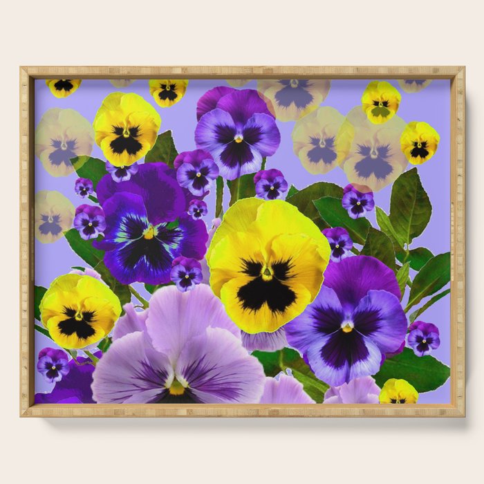 SPRING PURPLE & YELLOW PANSY FLOWERS Serving Tray Gallery Image 1