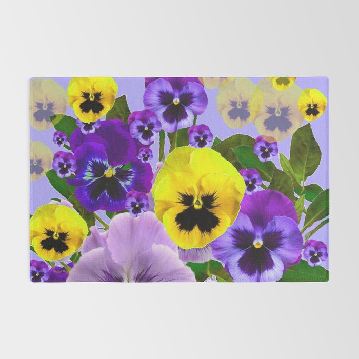 SPRING PURPLE & YELLOW PANSY FLOWERS Rug Gallery Image 2
