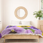 SPRING PURPLE & YELLOW PANSY FLOWERS Duvet Cover Gallery Image 3