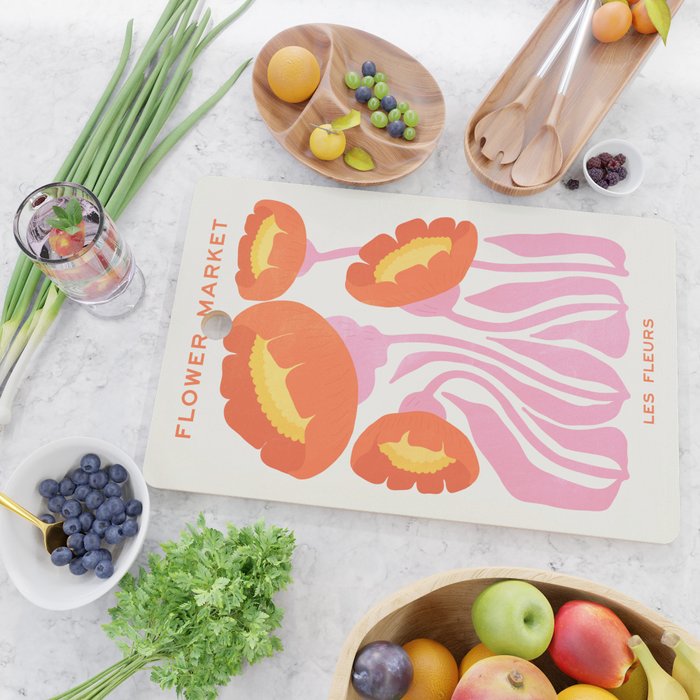 Coral Cosmos: Les Fleurs | Flower Market 05 | Spring Summer 23 Cutting Board Gallery Image 2