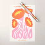Coral Cosmos: Les Fleurs | Flower Market 05 | Spring Summer 23 Wrapping Paper Gallery Image 1