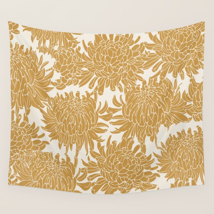 Yellow Chrysanthemums, Floral Wall Tapestry Gallery Image 4