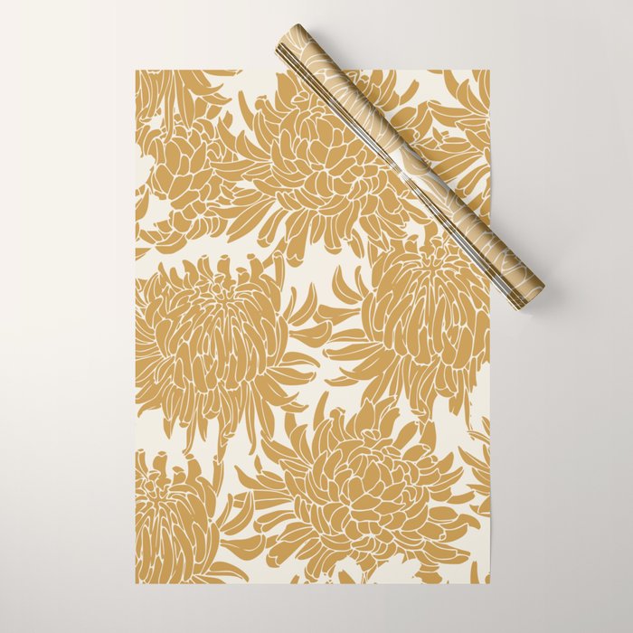 Yellow Chrysanthemums, Floral Wrapping Paper Gallery Image 1