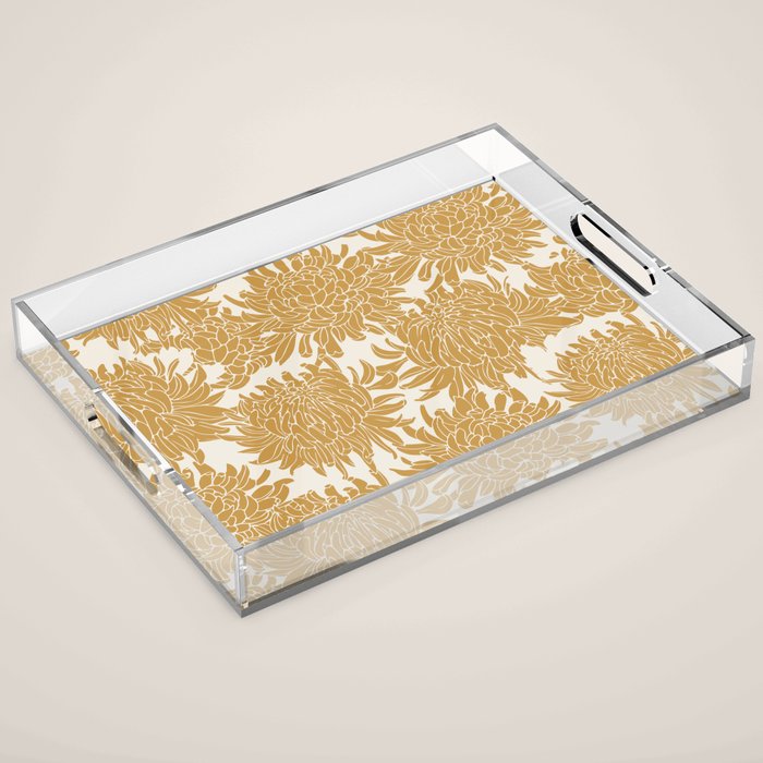 Yellow Chrysanthemums, Floral Acrylic Tray Gallery Image 1