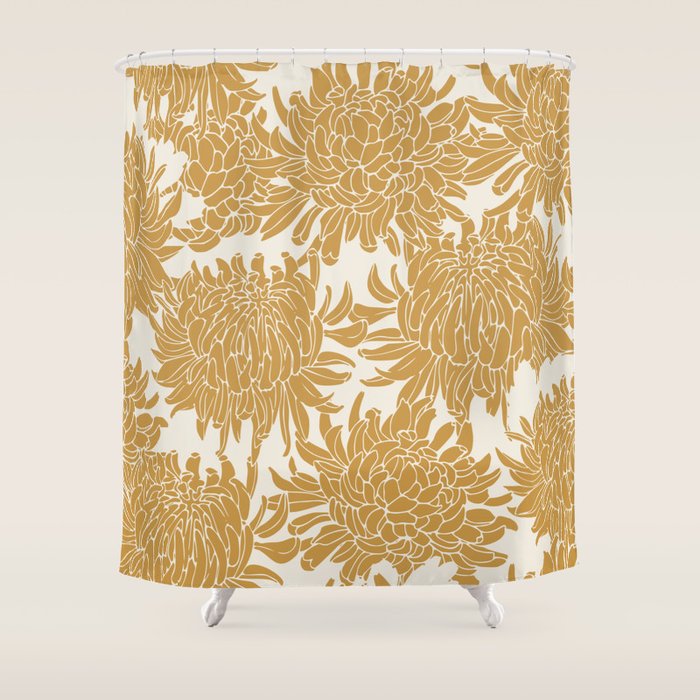 Yellow Chrysanthemums, Floral Shower Curtain Gallery Image 1