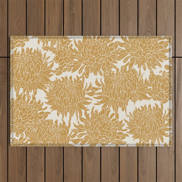 Yellow Chrysanthemums, Floral Outdoor Rug Gallery Image 1