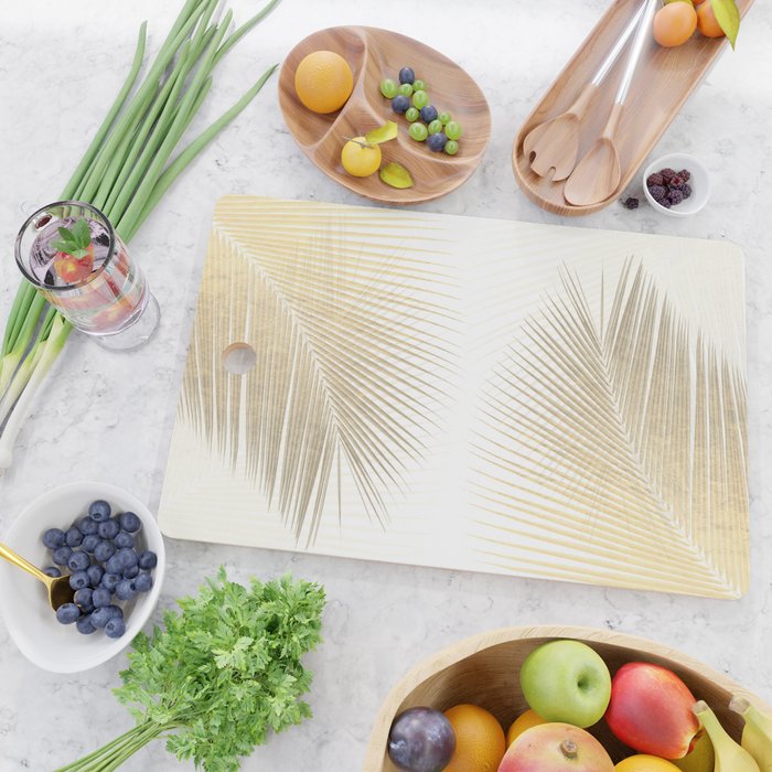 Palm leaf synchronicity - gold Cutting Board Gallery Image 2