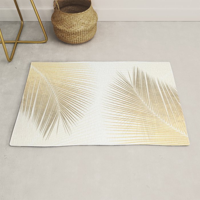 Palm leaf synchronicity - gold Rug Gallery Image 1