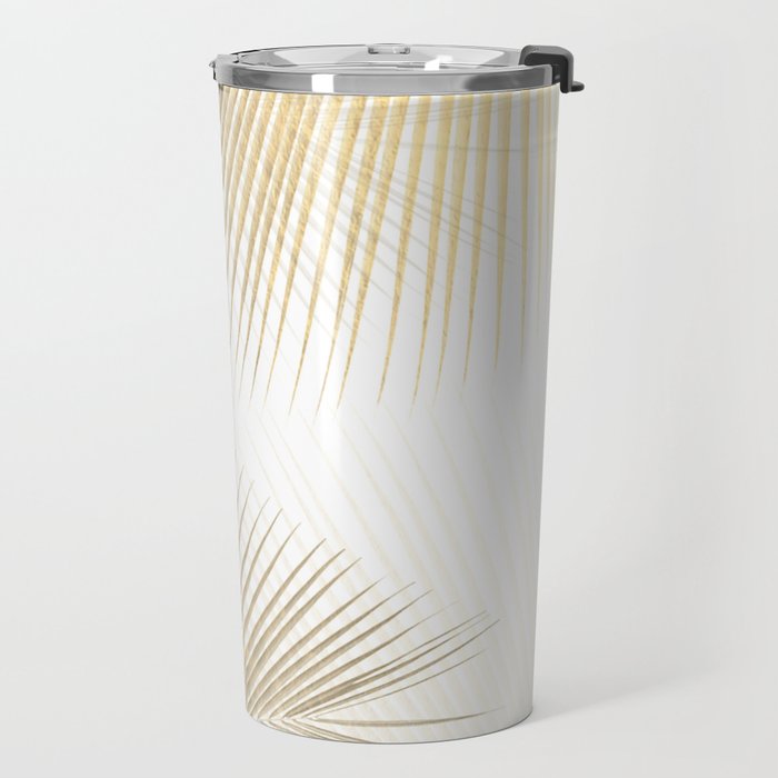 Palm leaf synchronicity - gold Travel Mug Gallery Image 2