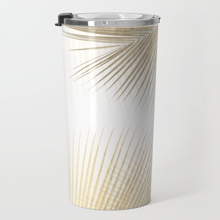 Palm leaf synchronicity - gold Travel Mug Gallery Image 3