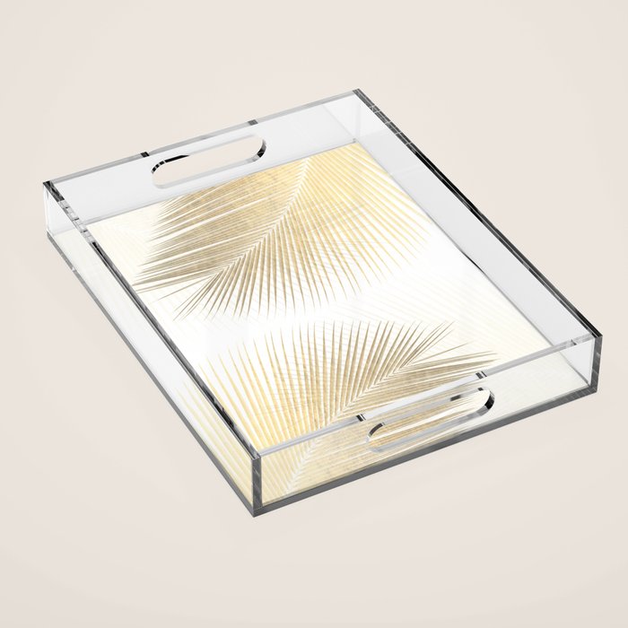 Palm leaf synchronicity - gold Acrylic Tray Gallery Image 1