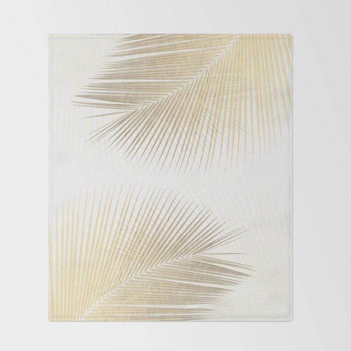 Palm leaf synchronicity - gold Throw Blanket Gallery Image 2