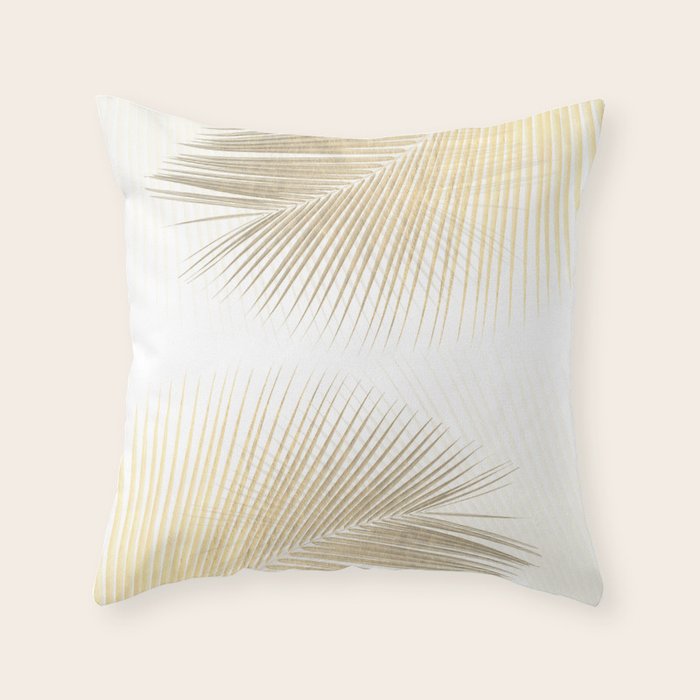Palm leaf synchronicity - gold Throw Pillow Gallery Image 1