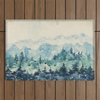 Watercolor Pine Trees 2 Outdoor Rug Gallery Image 1
