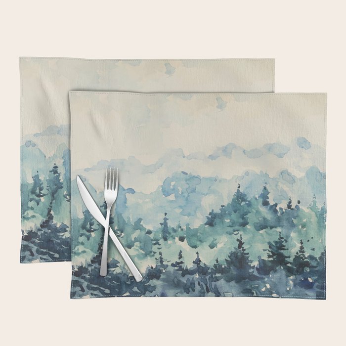 Watercolor Pine Trees 2 Placemat Gallery Image 1