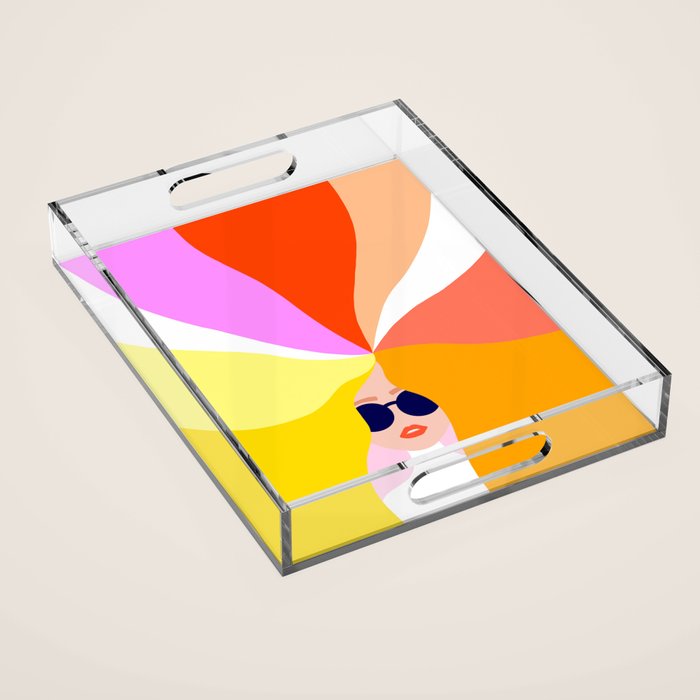 Girl Power - Rainbow Hair #girlpower Acrylic Tray Gallery Image 1