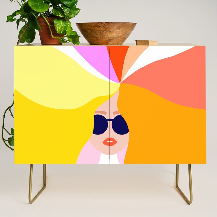 Girl Power - Rainbow Hair #girlpower Credenza Gallery Image 1