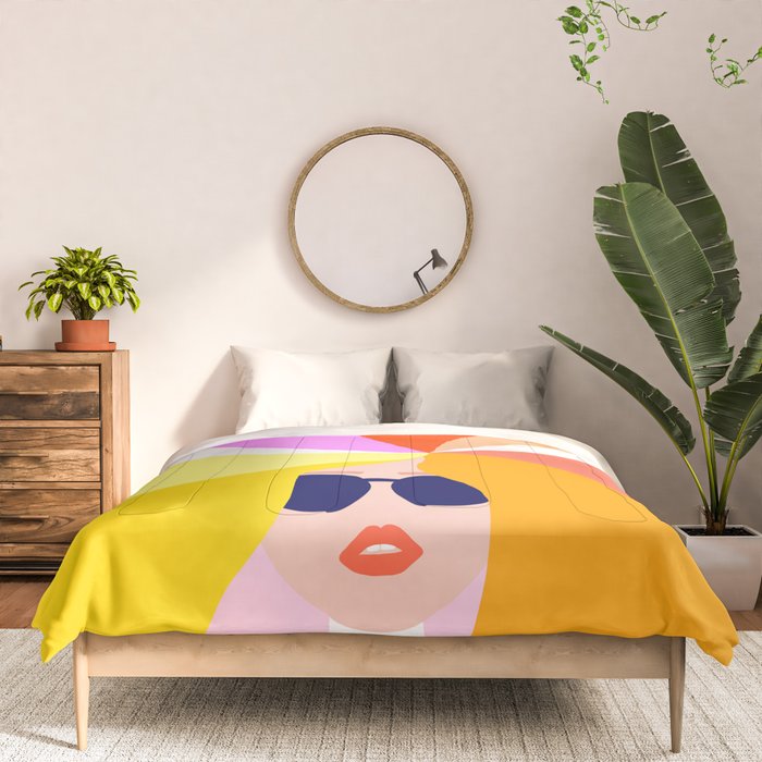 Girl Power - Rainbow Hair #girlpower Comforter Gallery Image 3