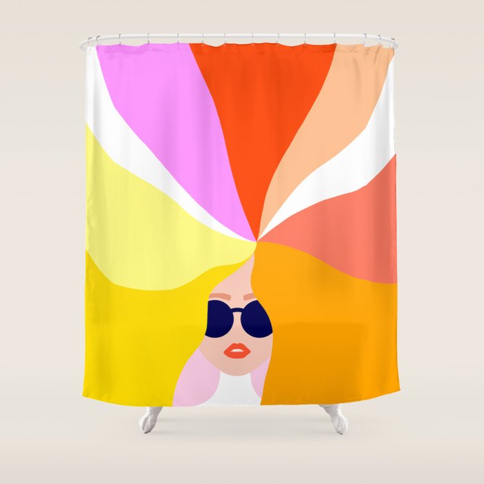 Girl Power - Rainbow Hair #girlpower Shower Curtain Gallery Image 1