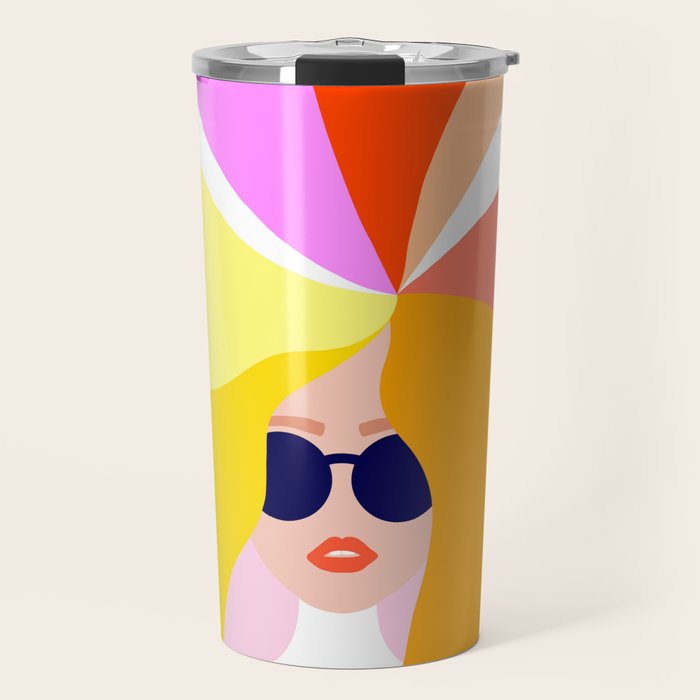 Girl Power - Rainbow Hair #girlpower Travel Mug Gallery Image 1
