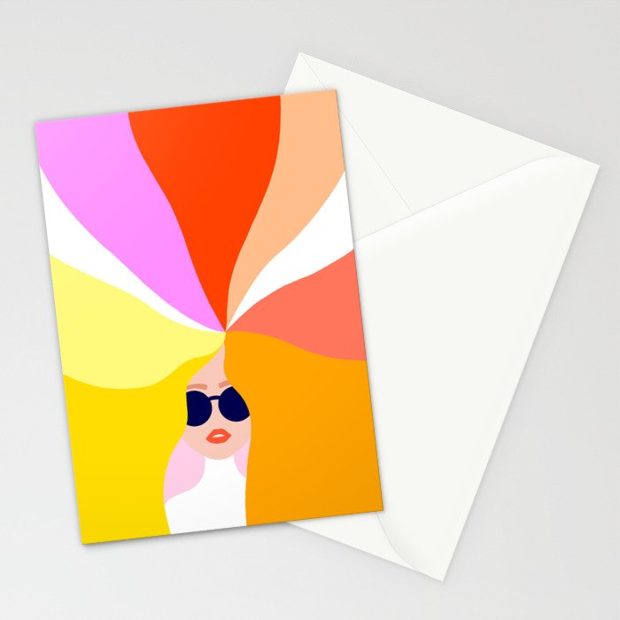 Girl Power - Rainbow Hair #girlpower Stationery Card Gallery Image 2