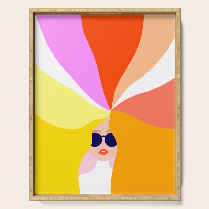 Girl Power - Rainbow Hair #girlpower Serving Tray Gallery Image 1