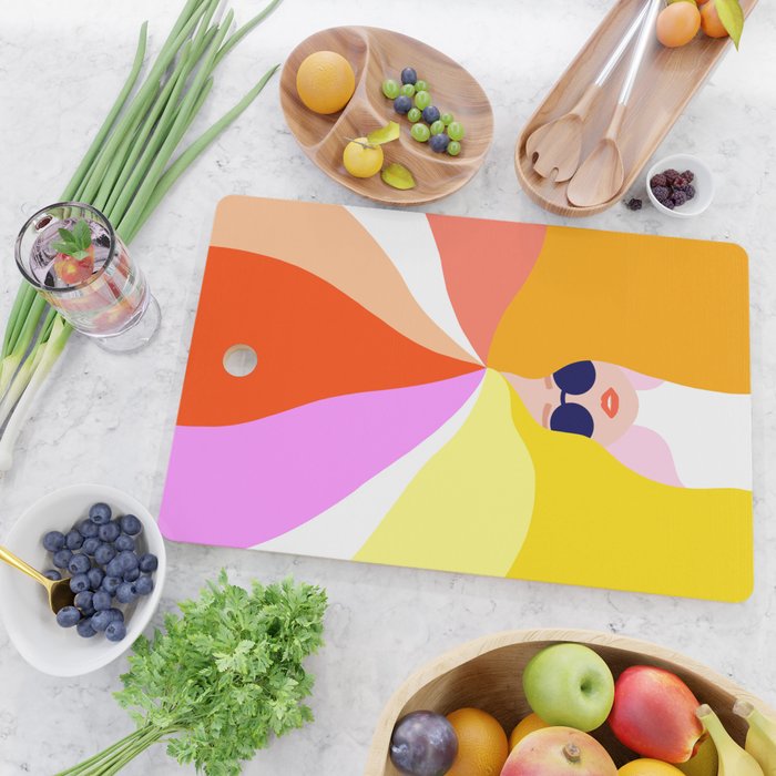 Girl Power - Rainbow Hair #girlpower Cutting Board Gallery Image 2